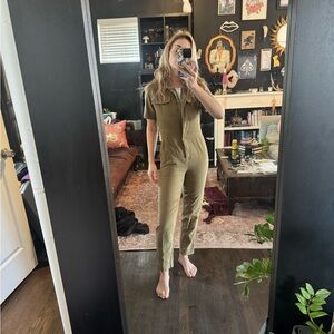 BDG Olive Green Short-Sleeve Jumpsuit